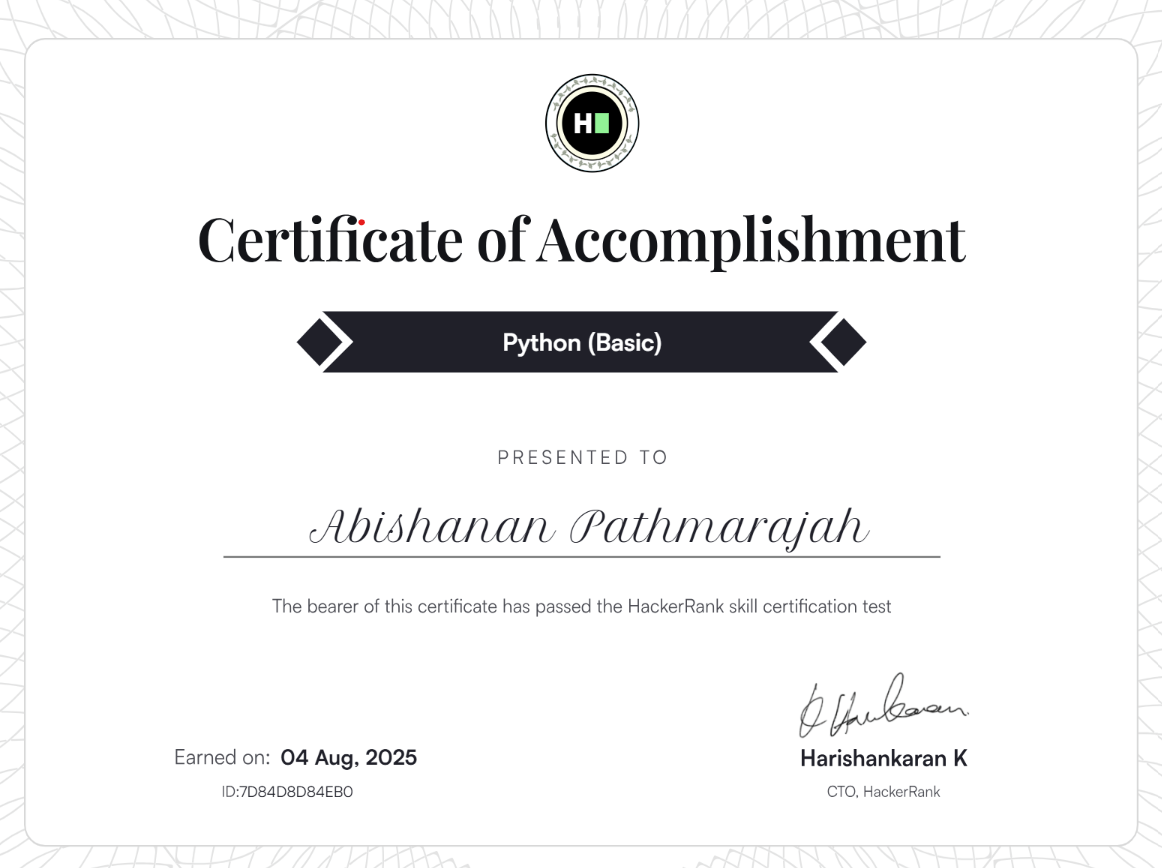 Python (Basic) Certificate